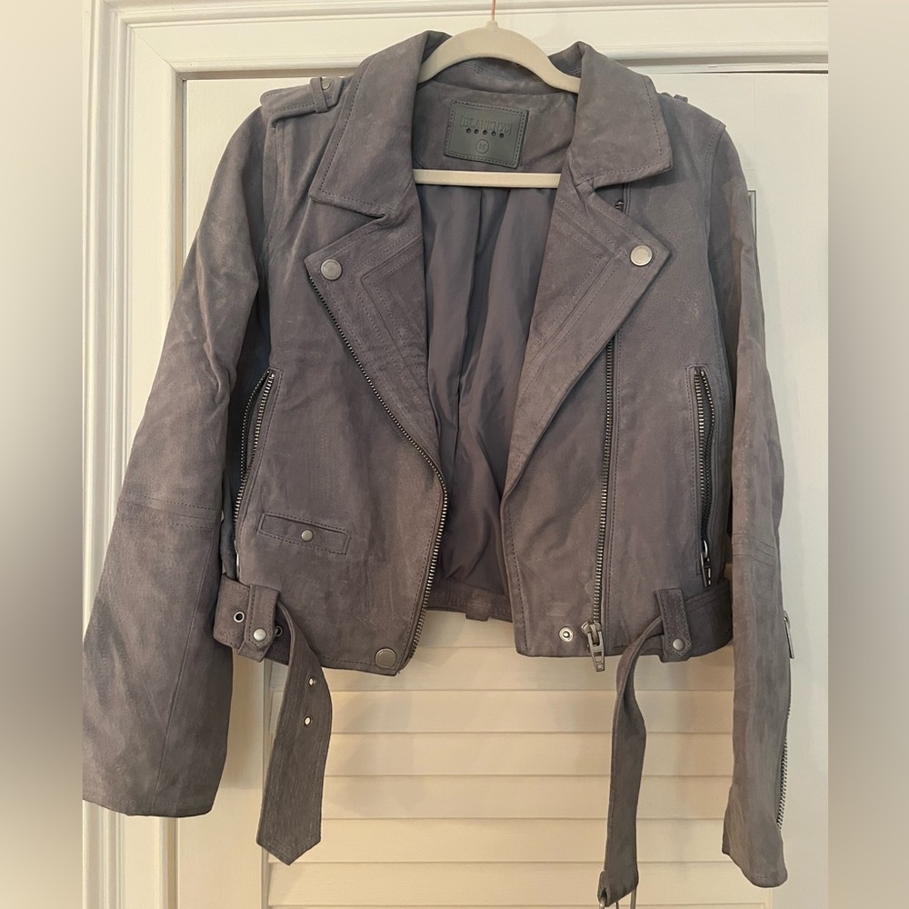 Blank NYC Women's Charcoal Suede Biker Jacket